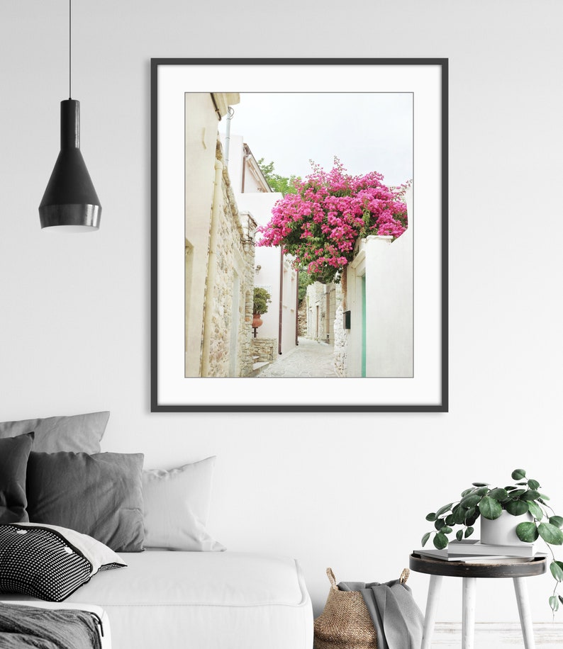 Greece Photography Bougainvillea Flowers, Architecture, Europe Street, Travel Photography, 8x10 16x20, Greece Wall Art image 4