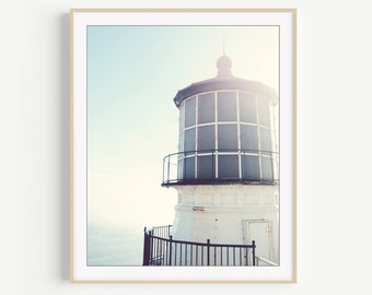 Lighthouse Photography - White Blue Nautical Wall Art, Architecture, Art For Him, Coastal Decor, Lighthouse Wall Art Print 8x10 11x14 Print