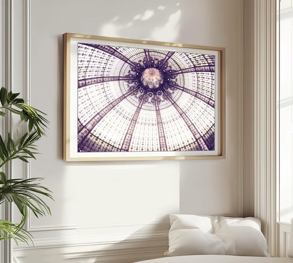 Paris Photography, Stained Glass, Abstract Geometric Wall Art, Mauve Plum Purple Wall Art, Living Room Art Decor // Sea Urchin Ceiling