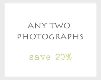 Photography Print Set / Your Choice / Save 20% / Two Prints / 2 Prints / Gallery Wall Room Decor