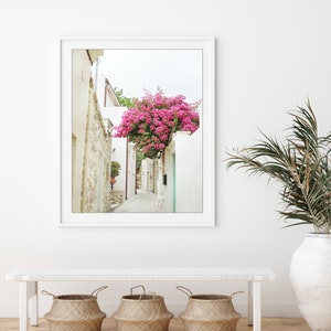 Greece Photography Bougainvillea Flowers, Architecture, Europe Street, Travel Photography, 8x10 16x20, Greece Wall Art image 2