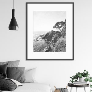 California Coastal Wall Art Black and White Photography, Beach Print, Ocean Photography, Landscape, Large Wall Art, Living Room Art image 6