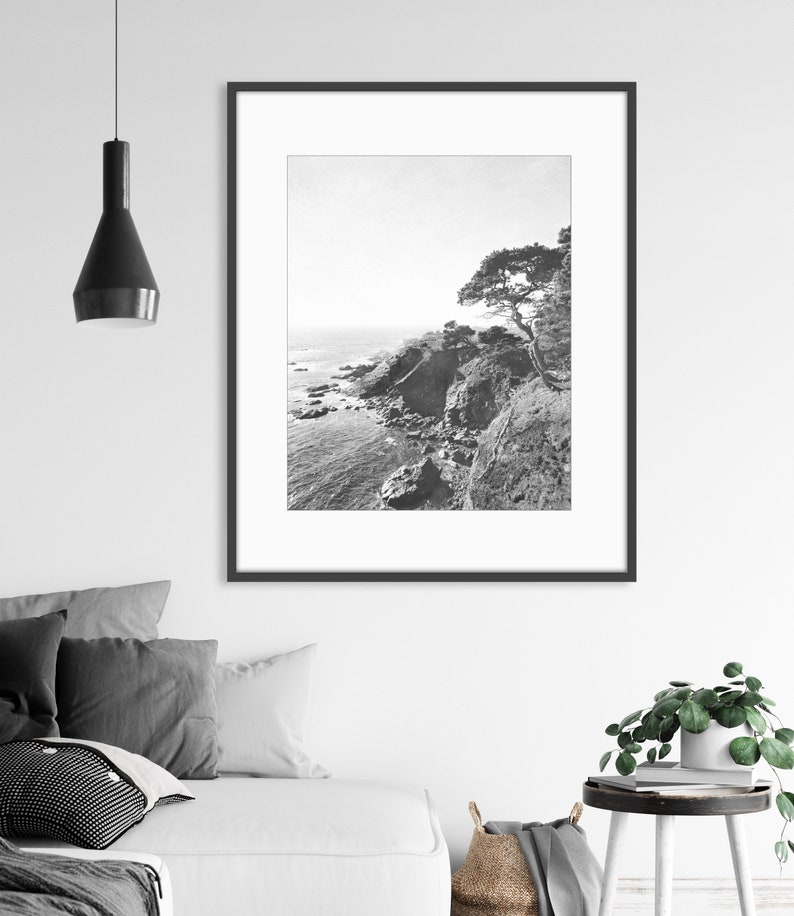 California Coastal Wall Art Black and White Photography, Beach Print, Ocean Photography, Landscape, Large Wall Art, Living Room Art image 6