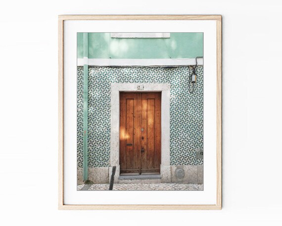 Lisbon Portugal Door Print Travel Photography Mint Wall Art Etsy