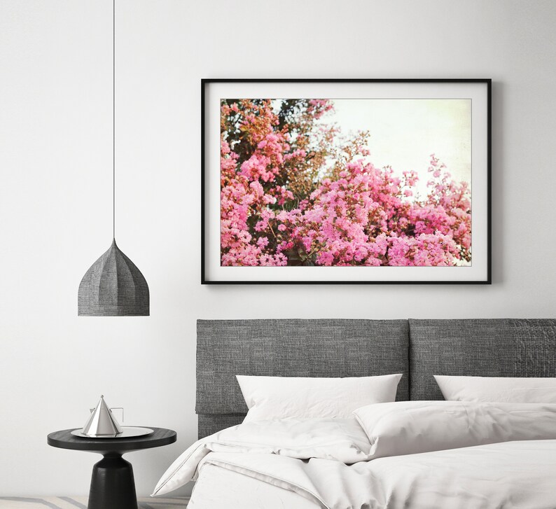 Crepe Myrtle, Flower Photography, Botanical Print, Pink Flowers Wall Art, Vintage Style, Floral Photography, Bedroom Wall Decor image 8