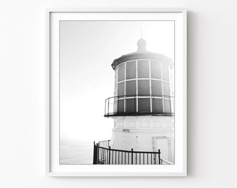 Lighthouse Print - Black and White Photography Nautical Wall Art Print, Contemporary Decor, 8x10 11x14 Architecture Black and White Wall Art