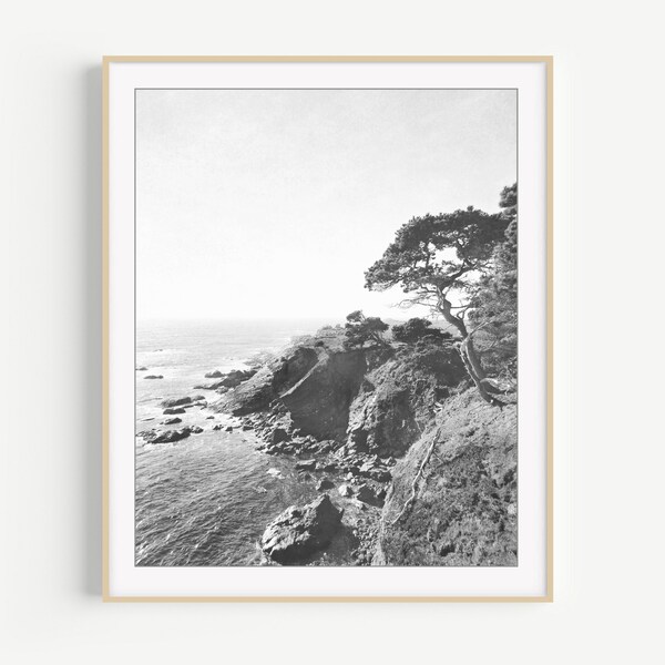 California Coastal Wall Art - Black and White Photography, Beach Print, Ocean Photography, Landscape, Large Wall Art, Living Room Art