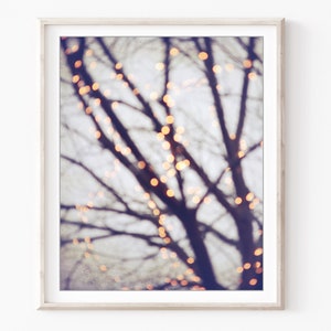 Winter Tree Photograph - Gold Sparkle Lights, Winter Wall Art Decor, Tree Wall Art Print, 8x10 12x16, Fine Art Photography Print