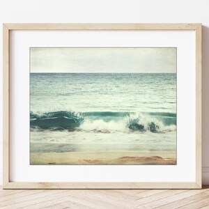 Ocean Wave Print Maui Beach Photography Coastal Wall Art Beach Decor Seascape Print Teal Blue Beige 8x10 16x20 Ocean Photography image 6