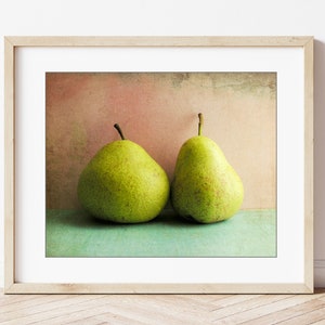 Pear Still Life Print Kitchen Wall Art, Food Photography, Pink Aqua, Mid Century, Retro Style Kitchen Decor, 8x10 11x14, Wall Art Print image 6