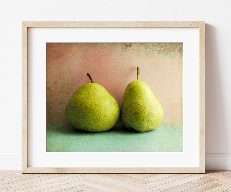 Pear Still Life Print Kitchen Wall Art, Food Photography, Pink Aqua, Mid Century, Retro Style Kitchen Decor, 8x10 11x14, Wall Art Print image 6