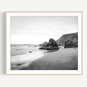Ocean Wall Art, Northern California Print, Black and White Beach Photography, Coastal Decor, Beach Print, Nature Photography, Large Wall Art