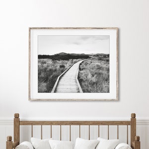 Landscape Black and White Photography, Boardwalk Print, Marsh, Wood Boardwalk, Landscape Print image 2