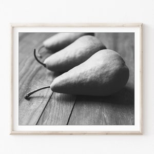 PEAR Still Life Print,   Black and White Photography, Farmhouse Kitchen Wall Art, Food Photograph, Fruit Art Print, 5x7 8x10 11x14 Print