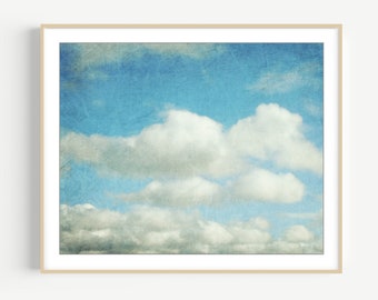 Cloud Wall Art - Nature Photography, Aqua Blue Sky, Wall Art Print, Blue Nursery Decor, 8x10 16x20, Cloud Art Print