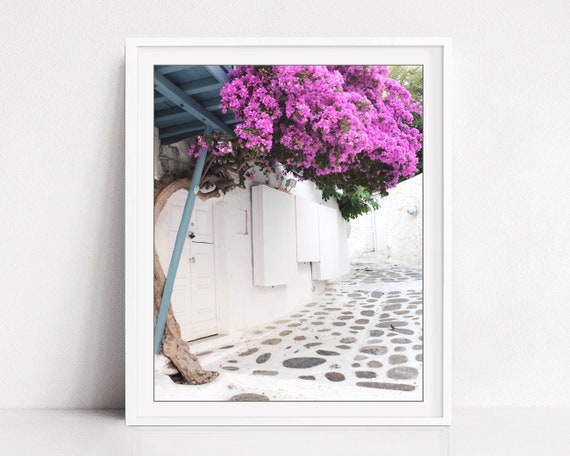 Greece Photography Travel Photography White Pink Wall Art | Etsy