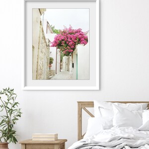 Greece Photography Bougainvillea Flowers, Architecture, Europe Street, Travel Photography, 8x10 16x20, Greece Wall Art image 5