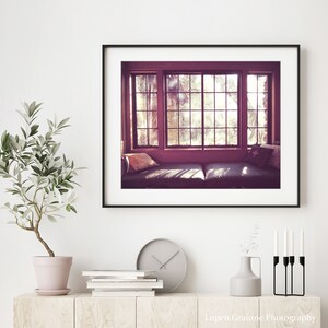 Cabin Morning Window Seat, Cabin Print, Architecture Art, Mauve Plum, Jack London House, Entryway Wall Art, 8x10 11x14, Rustic Cabin Decor image 4