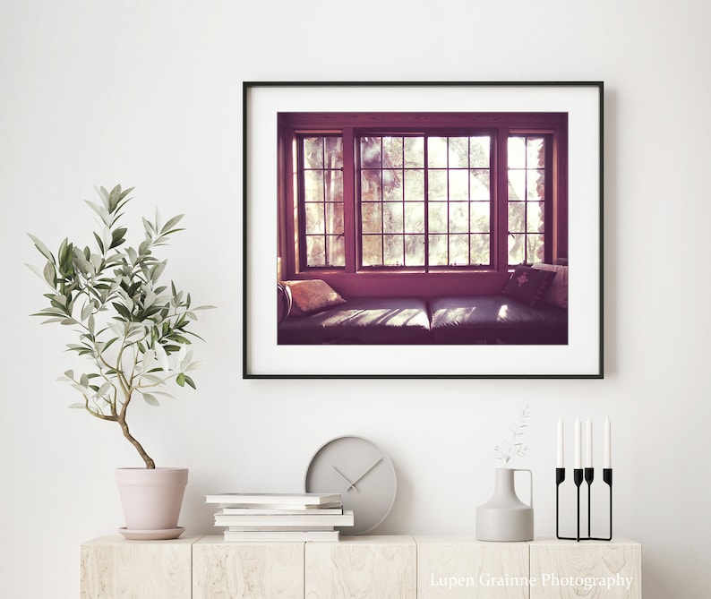 Cabin Morning Window Seat, Cabin Print, Architecture Art, Mauve Plum, Jack London House, Entryway Wall Art, 8x10 11x14, Rustic Cabin Decor image 4