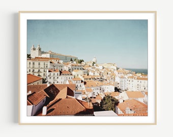 Lisbon Portugal Print - Travel Photography, Lisbon Wall Art, European City, Cityscape, Lisbon Wall Art, Tile Rooftops, 8x10 11x14 Print