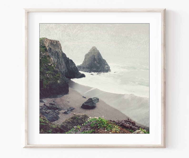 Rustic Coastal Prints, Ocean Photography, Gallery Wall Set, California, Seascapes, Square Print Set 5x5 8x8 Neutral Living Room Decor image 7