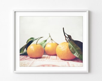 Citrus Fruit Still Life Print - Food Photograph, Tangerines Mid Century Kitchen Wall Art, Oranges Print, Dining Room Art, 8x10 11x14