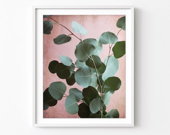 Eucalyptus Leaves Print - Botanical Print Pink Sage Green, Leaf Wall Art, Nature Photography Wall Art, Nature Home Decor, 8x10 11x14 Print