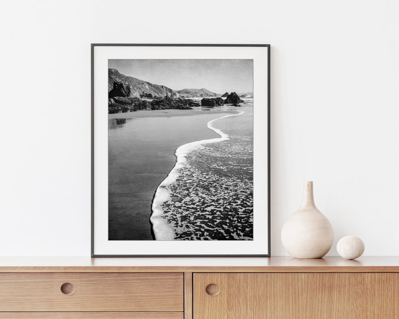 Black and White Beach Photography Ocean Photography, Seascape, California, Coastal Wall Art, 8x10 16x20 Print, Beach Print image 2