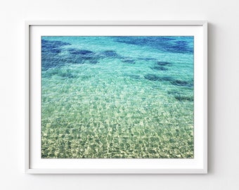 Ocean Water Photography Greece Photography Print, Beach Decor, Aqua Blue Wall Art, Beach Print, Turquoise Wall Art, 8x10 16x20 Print