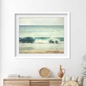 Ocean Wave Print Maui Beach Photography Coastal Wall Art Beach Decor Seascape Print Teal Blue Beige 8x10 16x20 Ocean Photography image 3