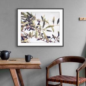 Olive Branch Botanical Print Nature Photography, Olive Leaves Wall Art, Farmhouse Kitchen Decor, Dining Room Art, Botanical Print image 4