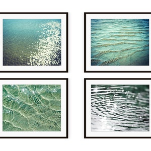 Beach Photography, Teal Turquoise Water, Set of Four Prints, Bathroom Wall Art Decor, Print Set, Water Ripples, 5x7 8x10, Ocean Prints image 3