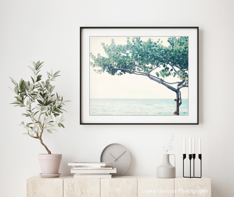 Ocean Print - Seascape Nature Photography Minimal Tree Print Blue Green Wall Art Art Nouveau Fine Art Photography Print - Nouveau Tree 画像 7