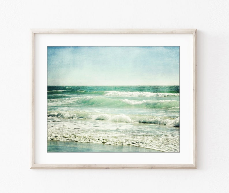 OCEAN Photography Set of 4 Prints, Pale Aqua Beige, Beach Photography Prints, Bathroom Wall Art, 8x10 11x14 Prints, Gallery Wall Beach Decor image 6