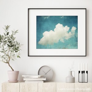 Cloud Photography, Blue Sky Wall Art, Cumulus Cloud Print, Nature Photography, 8x10 16x20, Blue Nursery Room Decor, Bedroom Wall Art image 3