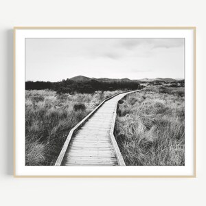 Landscape Black and White Photography, Boardwalk Print, Marsh, Wood Boardwalk, Landscape Print image 6
