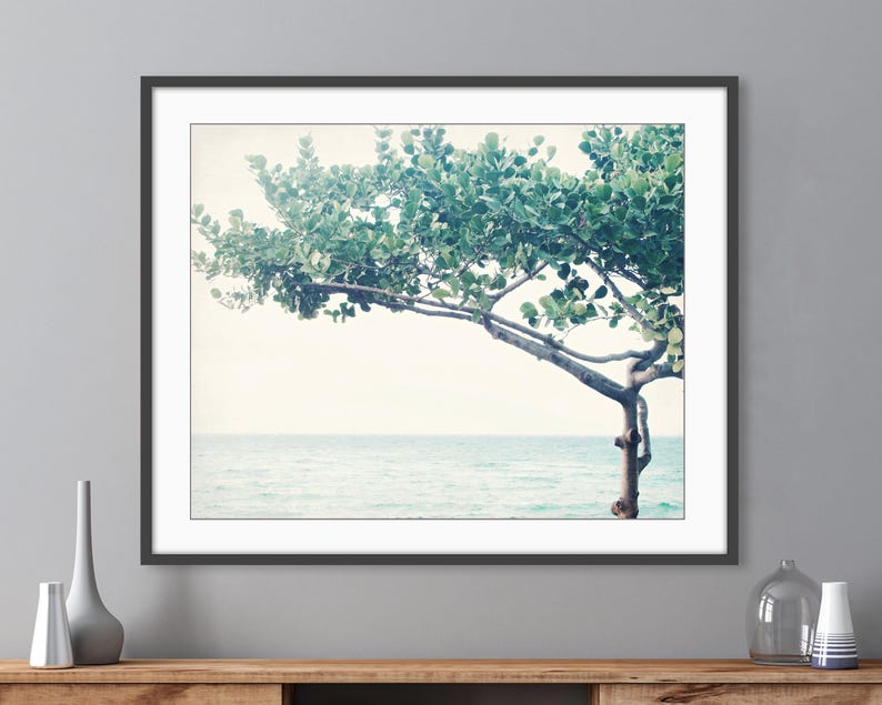 Ocean Print - Seascape Nature Photography Minimal Tree Print Blue Green Wall Art Art Nouveau Fine Art Photography Print - Nouveau Tree 画像 3