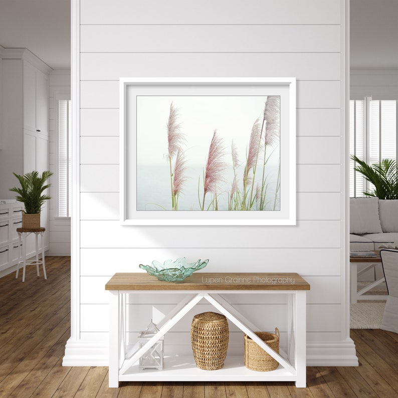 Coastal Wall Art Beach Grass Print Seagrass Pastel Blush Etsy