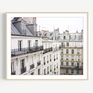 Paris Photograph, Architecture Wall Art, Gray White Neutral Wall Art, Paris Rooftops 8x10 11x14 Living Room Decor, Montmartre Print