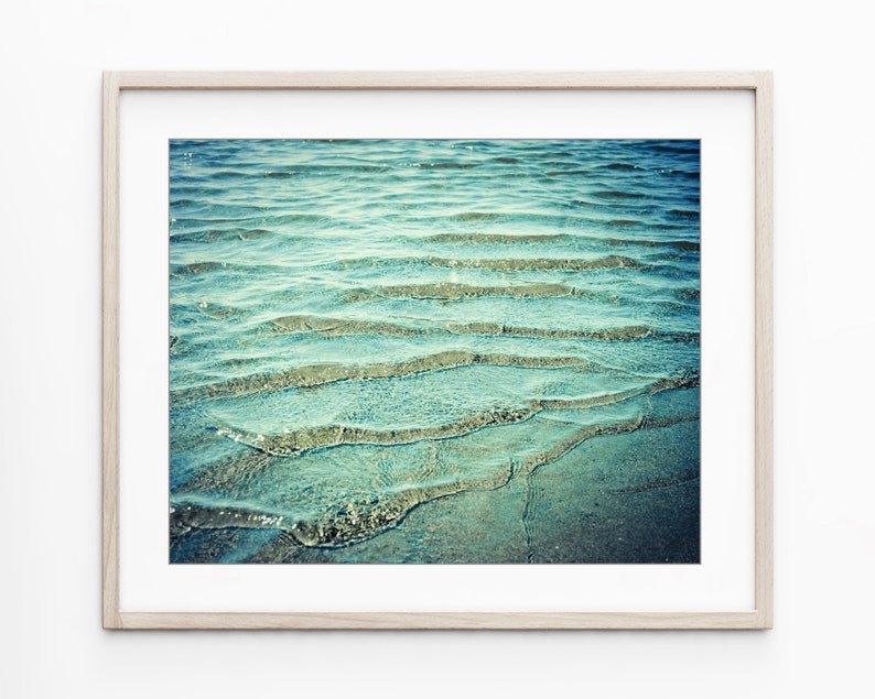 Beach Photography, Teal Turquoise Water, Set of Four Prints, Bathroom Wall Art Decor, Print Set, Water Ripples, 5x7 8x10, Ocean Prints image 5