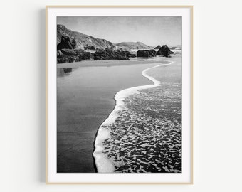 Black and White Beach Photography - Ocean Photography, Seascape, California, Coastal Wall Art, 8x10 16x20 Print, Beach Print