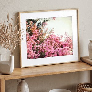 Crepe Myrtle, Flower Photography, Botanical Print, Pink Flowers Wall Art, Vintage Style, Floral Photography, Bedroom Wall Decor image 2