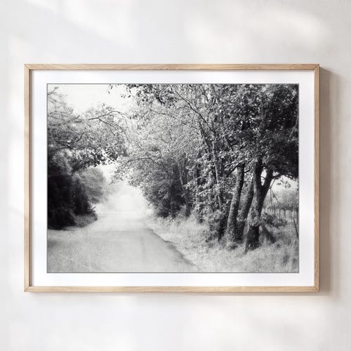Impression route de campagne - photographie noir et blanc, impression d'art mural paysage, décoration de salle de séjour ferme rustique, impression 8 x 10 11 x 14