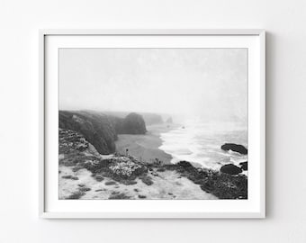 Coastal Print Black and White Beach Photography Print, Wall Art, Beach Print, 8x10 16x20 Print, Nature Photography