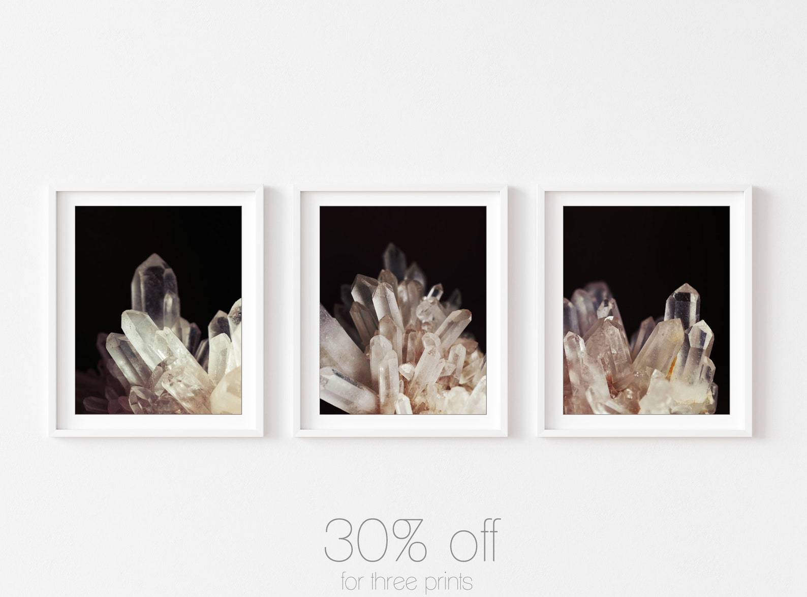 Quartz Crystal Print Set Mineral Wall Art Nature Etsy
