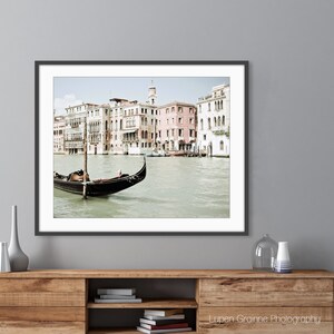 Venice Italy Print Gondola Boat Print Pale Pink Black Wall Art, Venice Architecture, Travel Photography, 8x10 11x14, Venice Wall Art image 5