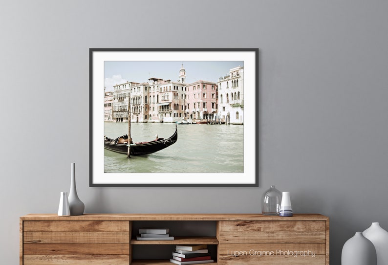 Venice Italy Print Gondola Boat Print Pale Pink Black Wall Art, Venice Architecture, Travel Photography, 8x10 11x14, Venice Wall Art image 5