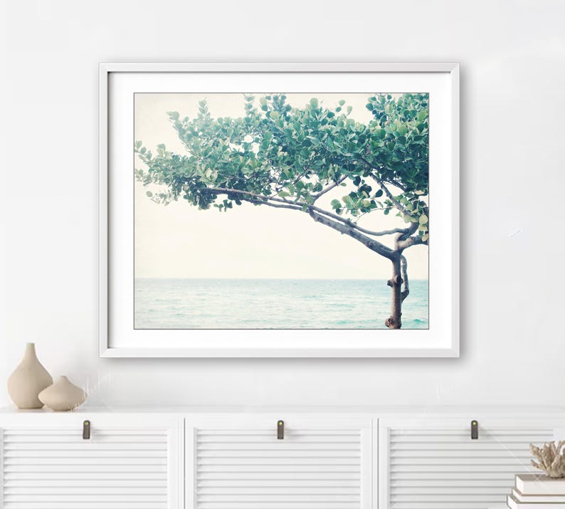 Ocean Print - Seascape Nature Photography Minimal Tree Print Blue Green Wall Art Art Nouveau Fine Art Photography Print - Nouveau Tree 画像 4
