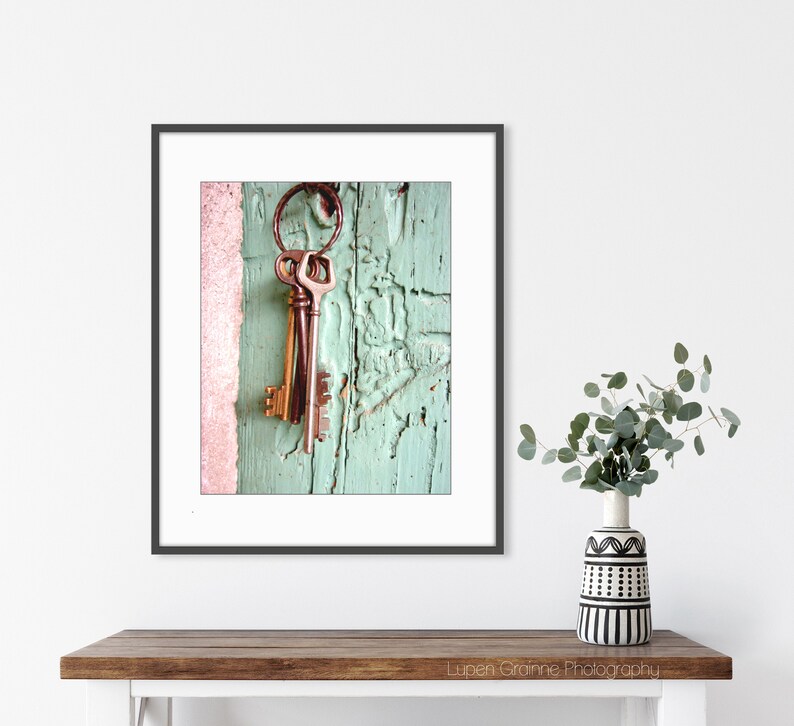 France, Skeleton Keys Print French Country Decor, Pink Mint Wall Art, Entryway Wall Art, Cottage Chic Wall Art, Travel Photography image 5