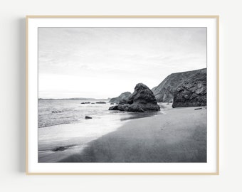 Black and White Beach Photography - Northern California, Coastal Decor, Ocean Photography, Beach Print, Nature Photography,